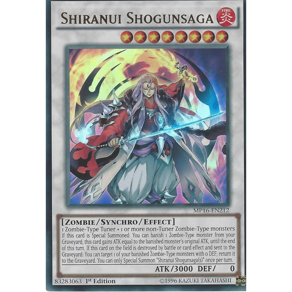shiranui yugioh cards Yu-Gi-Oh Ultra Rare CARD: SHIRANUI SHOGUNAGA - MP16-EN212 - 1st Editio